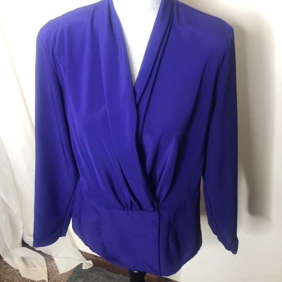Chaus petites size 8 blue button paced should blouse - Picture 1 of 13